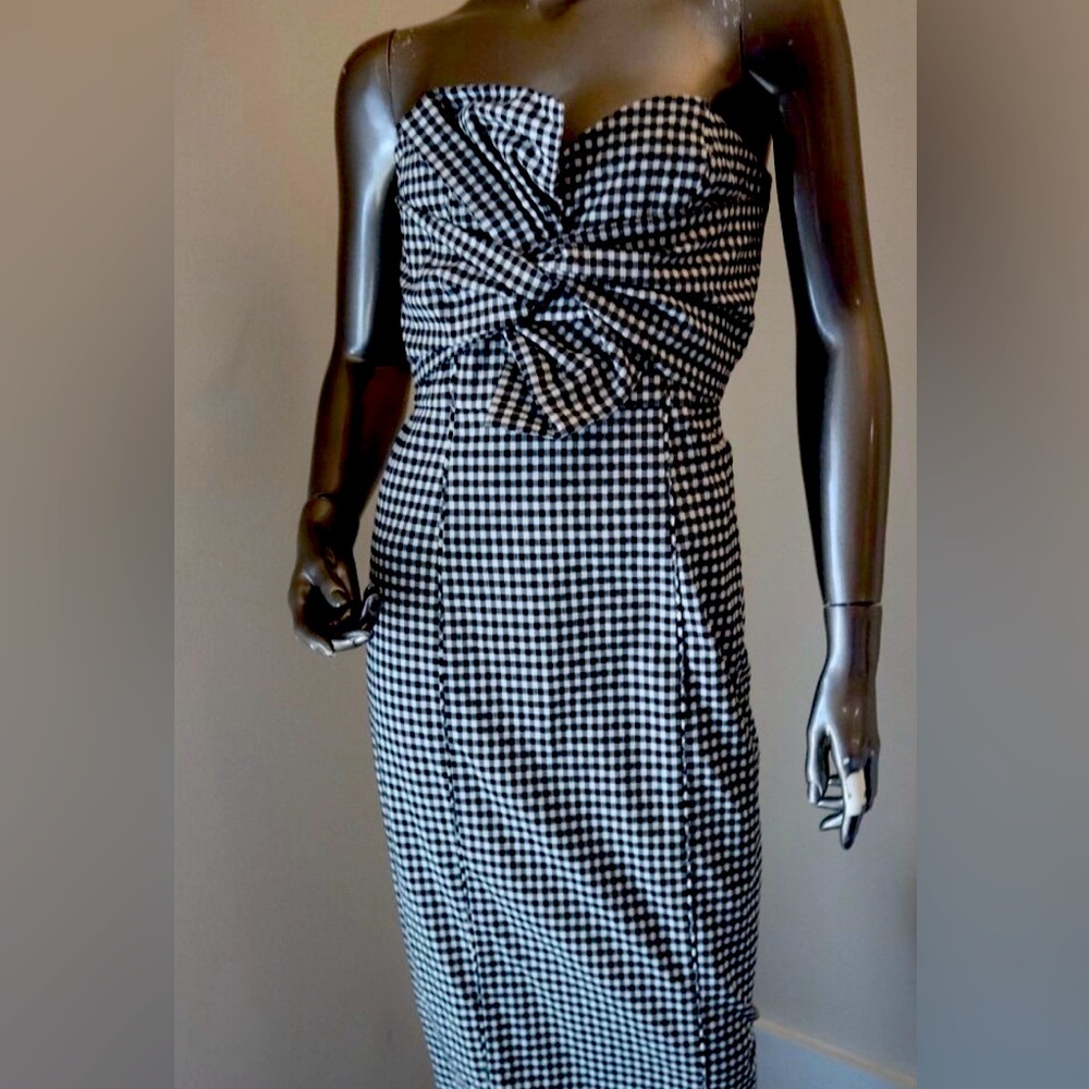 Veronica Beard Strapless Dress Birdie Bow Black
White Size 10